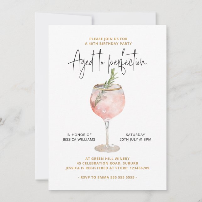 Convites Partido Elegante do aniversário de 40 anos (Frente)