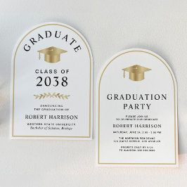 Convites Partido Elegante do Formandos Branco Dourado
