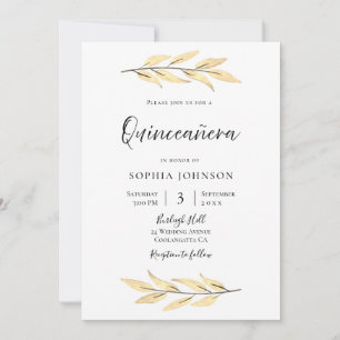 Convites Partido Elegante Dourado Deixa Quinceanera