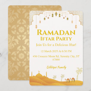 Convites Partido Elegante Dourado Ramadan Iftar