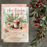 Convites Partido Elegante e Nostálgico do Cacau Quente e do<br><div class="desc">Design de festas de Natal "Quente Cacau e Cookies",  cor-de-rosa,  verde,  vermelho-escuro e canela.</div>