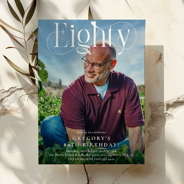 Convites Partido Elegante EIGHTY Photo aniversário de 30 an (Criador carregado)