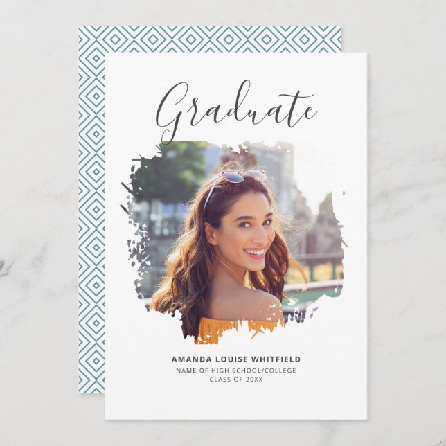 Convites Partido Elegante Modern Photo Graduation 2025 (Frente/Verso)