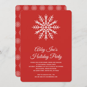 Convites Partido Elegante Snowflake Corporate Red Holiday