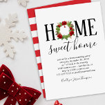 Convites Partido Elegante Winter New Home Housearming<br><div class="desc">Invernos temem convites para limpeza de casa com um fundo branco de neve,  o ditado "HOME SWEET HOME",  uma coroa de natal e os detalhes da festa da casa.</div>