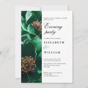 Convites Partido Emerald Green Elegante Floral Wedding Noit