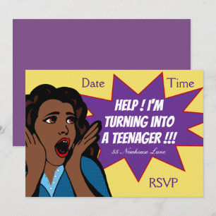Convites Partido engraçado do adolescente do pop art