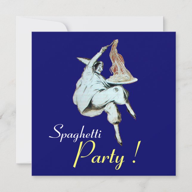 Convites PARTIDO ESPAGHETTI, janto azul ITALIANO KITCHEN (Frente)