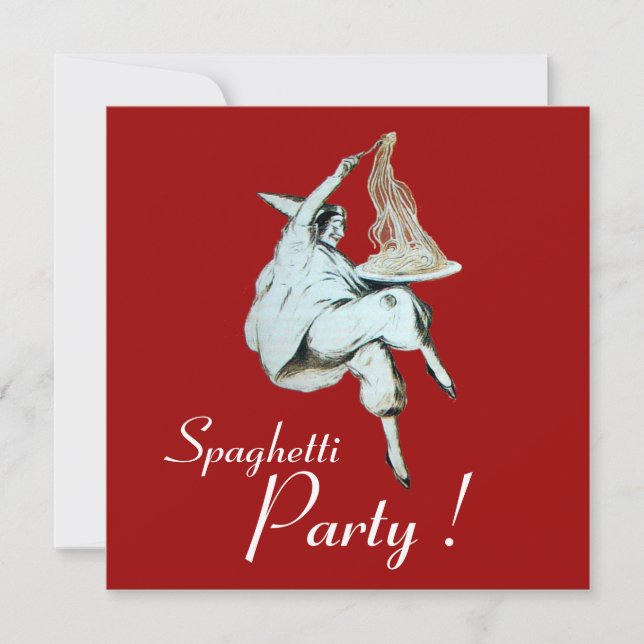 Convites PARTIDO ESPAGHETTI, janto verde-vermelho ITALIANO  (Frente)