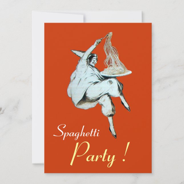 Convites PARTIDO ESPAGHETTI, janto verde-vermelho ITALIANO  (Frente)