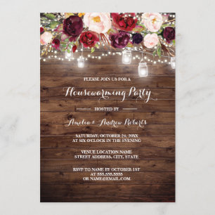 Convites Partido floral de madeira do Housewarming das