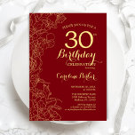 Convites Partido Floral Dourado Vermelho<br><div class="desc">Convite de festas Floral Dourado vermelho. Design minimalista moderno com desenhos botânicos em destaque, folha de ouro falsa e letra de script de tipografia. Simples trendy convida cartão perfeito para uma festa de na moda. Pode ser personalizado para qualquer idade. Impressos convites Zazzle ou modelo de impressão digital instantânea para...</div>