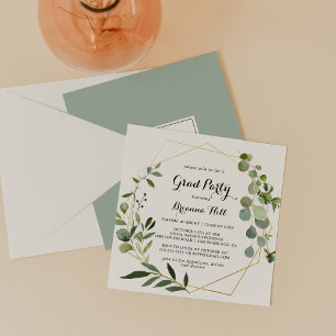 Convites Partido Formando de Caligrafia Tropical Dourada Ge