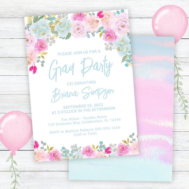 Convites Partido Formando de Graduação Púrpura, Cor-de-Rosa (Criador carregado)