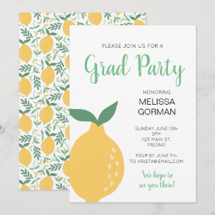 Convites Partido Formando de Limão Amarelo Moderno