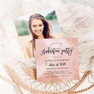 Convites Partido Formando Elegante Peach Watercolor 2024   