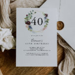 Convites Partido Geométrico Dourado Burgundy<br><div class="desc">Este convite de festas de aniversário de 40 anos geometria de ouro arrojado é perfeito para uma festa de aniversário moderna. O elegante design apresenta marinho de aquarela,  cor-de-rosa-pincelada e flores de sombra de vinho com detalhes artísticos lápis.</div>