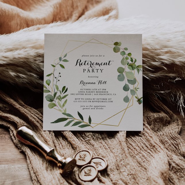 Convites Partido Geométrico Dourado de Reforma Verde Tropic (Criador carregado)