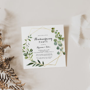 Convites Partido Geométrico Dourado do Aquecimento Familia