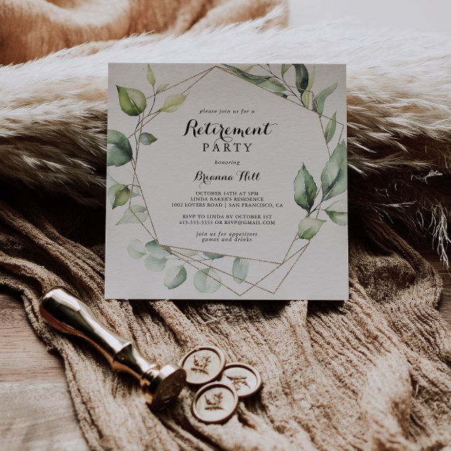 Convites Partido Geométrico Elegante Dourado dos Aposos de  (Criador carregado)