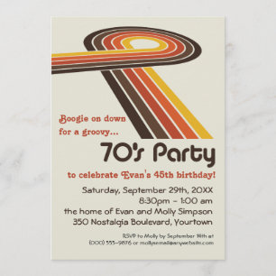 Convites Partido Groovy das listras 70s