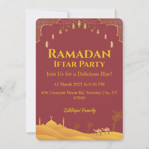 Convites Partido Iftar Do Ramadão Vermelho E Dourado Elegan