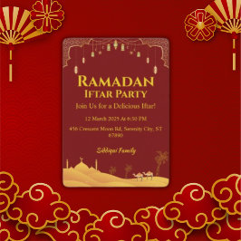 Convites Partido Iftar Do Ramadão Vermelho E Dourado Elegan