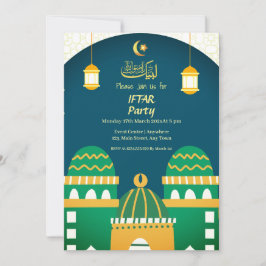 Convites Partido Iftar para Caligrafia Dourada da Mesquita