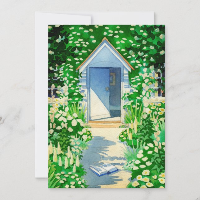 Convites Partido inglês da Aquarela do jardim da casa de (Frente)