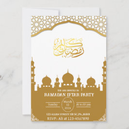 Convites Partido Islâmico Ramadã Islâmico Branca e Dourado