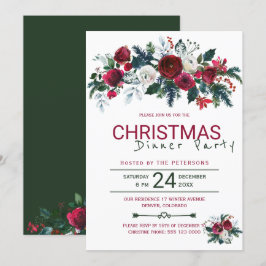 Convites Partido Jante de Natal Verde Russo Burgundy