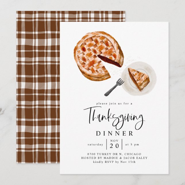 Convites Partido Jante Rustic Pie Thankaprovisões (Frente/Verso)