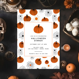 Convites Partido Janto de Halloween do Pumpkin Preto Laranj