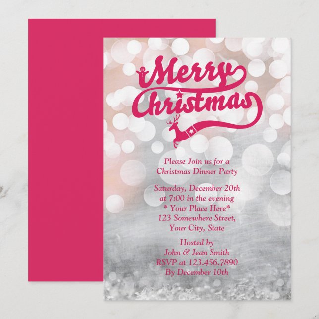 Convites Partido Janto de Natal Moderno Silver (Frente/Verso)