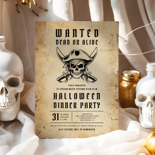Convites Partido Janto Pirate Skull Halloween