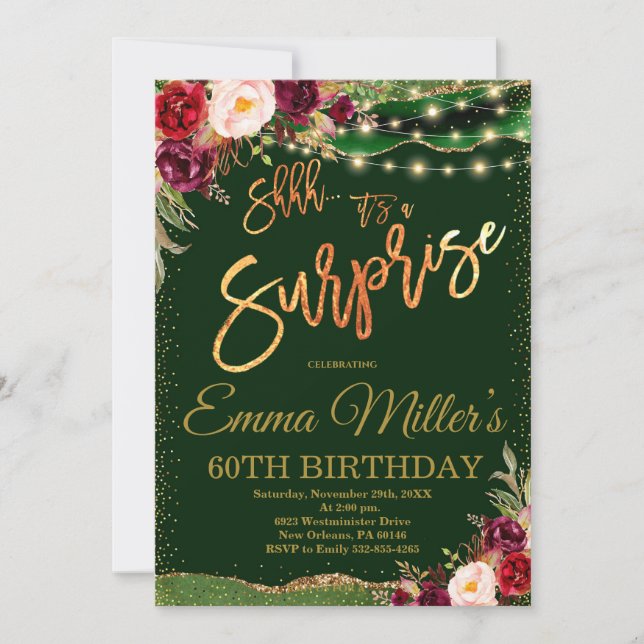 Convites Partido Janto Real Verde de Aniversário (Frente)