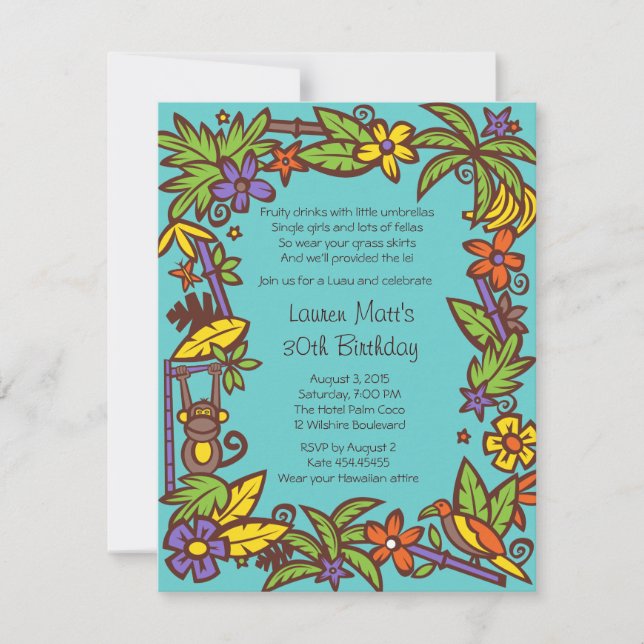 Convites Partido Luau Havaiano (Frente)