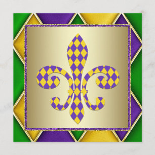 Convites Partido Mardi Gras Fleur De Lis Mardi Gras