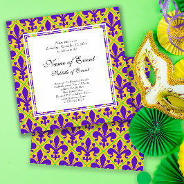 Convites Partido Mardi Gras Nova Orleans Fleur de Lis