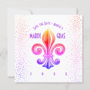 Convites Partido Mardi Gras Rainbow Fleur De Lis