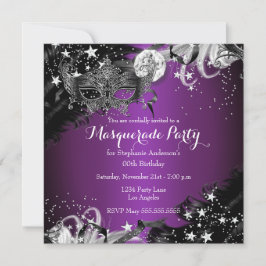 Convites Partido Mascarada da Noite Mágica de Peixe Roxo