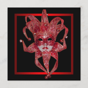 Convites Partido Mascarada de Máscara de Mardi Gras Vermelh