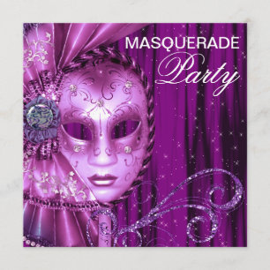 Convites Partido Mascarada Roxo Negro