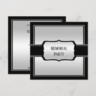 Convites Partido Memorial Prata e Negro do Homem Elegante