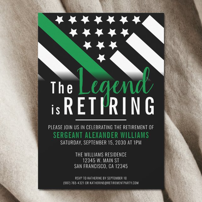 Convites Partido Militar de Reforma do Exército de Linha Ve (Military Thin Green Line Army Retirement Party Invitation)