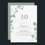 Convites Partido Minimalista Verde Eucalyptus aniversário d<br><div class="desc">Este convite de festas de aniversário de 30 anos de eucalipto verde minimalista é perfeito para uma festa de aniversário rústica. A design apresenta uma coloração aquosa elegante folhas verdes de eucalipto.</div>