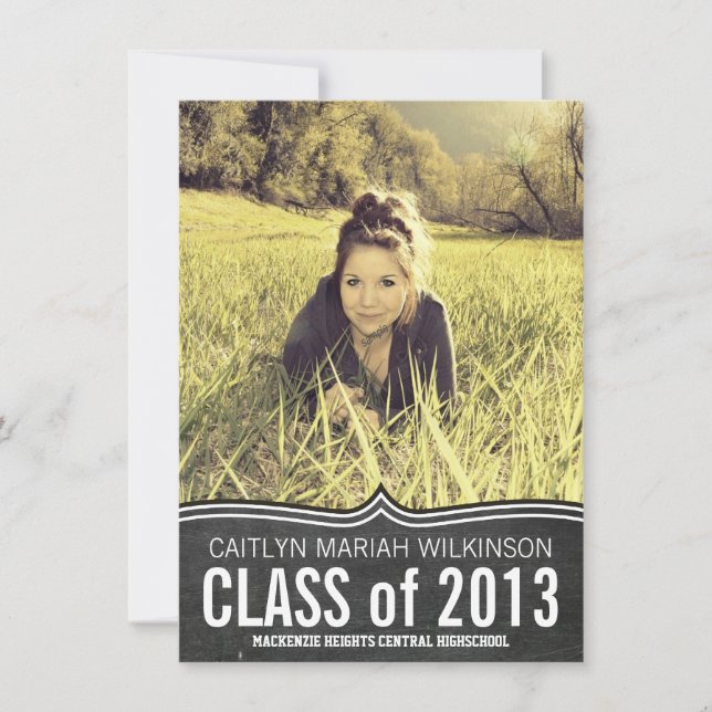 Convites Partido Modern Chalkboard Large Photo Formando (Frente)