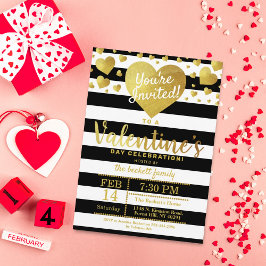 Convites Partido Modern Gold Foil Love Hearts Dia de os nam