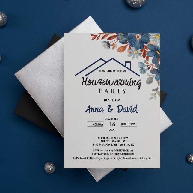 Convites Partido Modern Watercolor Floral Housearming (Modern Watercolor Floral Housewarming Party invite open house party family friends neighborhood )