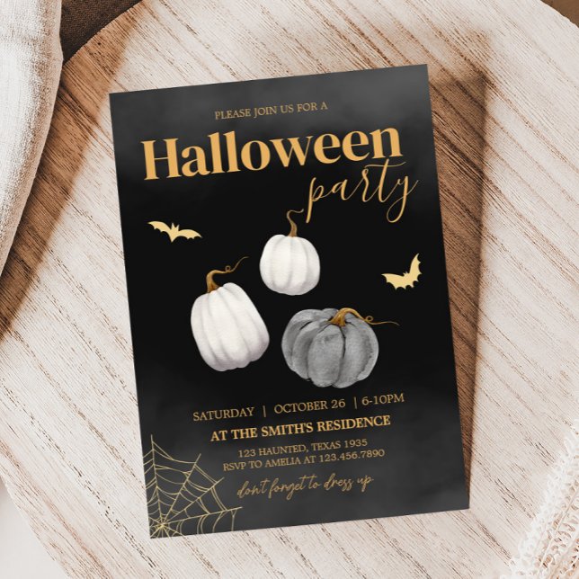 Convites Partido Moderno Adulto do Halloween (Adult Modern Halloween Party Invitation)